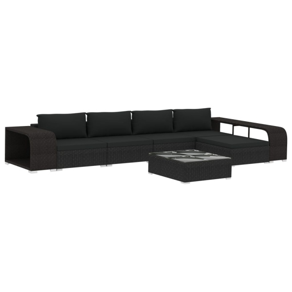 Set Mobilier De Grădină Cu Perne 8 Piese Negru Poliratan 46821